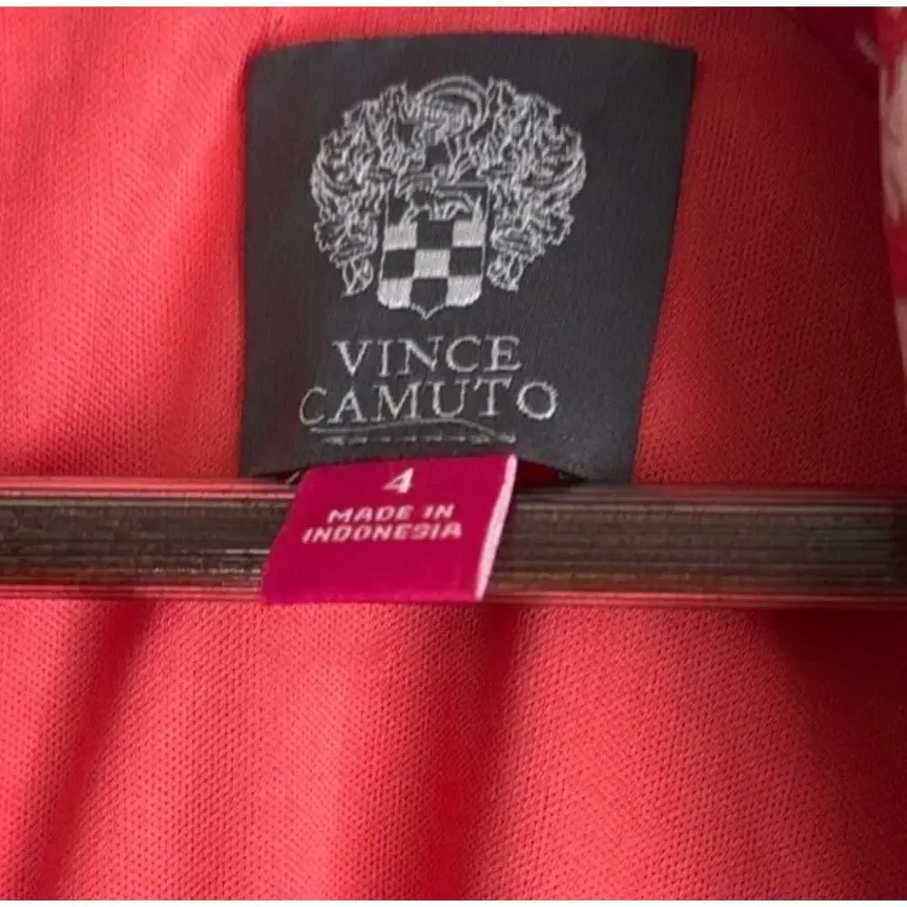 VINCE CAMUTO Floral Belted A-Line Dress Sz 4 - Picture 4 of 7